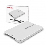 AXAGON RSS-M2SD, SATA - M.2 SATA SSD, interní 2.5" ALU box, stříbrný, RSS-M2SD