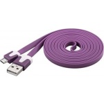 PremiumCord Kabel microUSB 2.0, A-B, plochý, fialový, ku2m2fp3