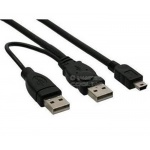 PremiumCord USB 2.0 napájecí Y kabel A/M + A/M -- A/M mini 0.4m + 0.5m, ku2y02