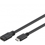 PremiumCord Převodník Prodlužovací kabel USB-C M/F, černý, 1m, ku31mf1