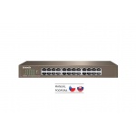 Tenda TEG1024D 24x Gigabit Switch, Fanless-bez ventilátorů, Rackmount, ochrana proti přepětí, 75010026