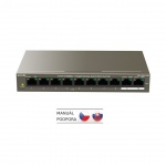 Tenda TEF1110P-8-102W PoE AT switch - 8x PoE 100 Mb/s + 2x Uplink 1 Gb/s, PoE max 102W, fanless,PoE+, 75011817