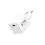 Síťová nabíječka GaN 1xUSB-C 20W (PD 20W/PPS)+ kabel 1m Type-C (Bílá), 8027