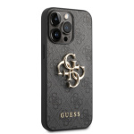 Guess PU 4G Metal Logo Zadní Kryt pro iPhone 14 Pro Max Grey, GUHCP14X4GMGGR