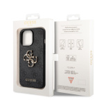 Guess PU 4G Metal Logo Zadní Kryt pro iPhone 14 Pro Max Grey, GUHCP14X4GMGGR