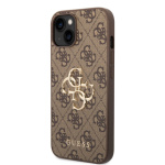 Guess PU 4G Metal Logo Zadní Kryt pro iPhone 14 Brown, GUHCP14S4GMGBR