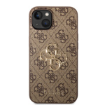 Guess PU 4G Metal Logo Zadní Kryt pro iPhone 14 Brown, GUHCP14S4GMGBR