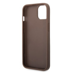 Guess PU 4G Metal Logo Zadní Kryt pro iPhone 14 Brown, GUHCP14S4GMGBR