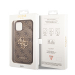 Guess PU 4G Metal Logo Zadní Kryt pro iPhone 14 Brown, GUHCP14S4GMGBR