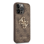 Guess PU 4G Metal Logo Zadní Kryt pro iPhone 14 Pro Brown, GUHCP14L4GMGBR