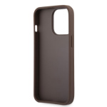 Guess PU 4G Metal Logo Zadní Kryt pro iPhone 14 Pro Max Brown, GUHCP14X4GMGBR