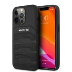 AMG Leather Debossed Lines Zadní Kryt pro iPhone 14 Pro Black, AMHCP14LGSEBK