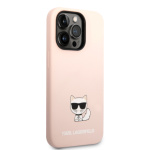 Karl Lagerfeld Liquid Silicone Choupette Zadní Kryt pro iPhone 14 Pro Max Pink, KLHCP14XSLCTPI