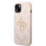 Guess PU 4G Metal Logo Zadní Kryt pro iPhone 14 Pink, GUHCP14S4GMGPI