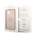 Guess PU 4G Metal Logo Zadní Kryt pro iPhone 14 Pink, GUHCP14S4GMGPI