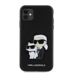 Karl Lagerfeld PU Saffiano Karl and Choupette Zadní Kryt pro iPhone 11 Black, KLHCN61SANKCPK