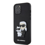 Karl Lagerfeld PU Saffiano Karl and Choupette Zadní Kryt pro iPhone 12 Pro Max Black, KLHCP12LSANKCPK