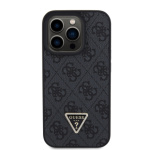 Guess PU 4G Strass Triangle Metal Logo Zadní Kryt + Crossbody Popruh pro iPhone 15 Pro Black, GUHCP15LP4TDSCPK