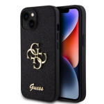 Guess PU Fixed Glitter 4G Metal Logo Zadní Kryt pro iPhone 13 Black, GUHCP13MHG4SGK