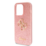 Guess PU Fixed Glitter 4G Metal Logo Zadní Kryt pro iPhone 15 Pro Pink, GUHCP15LHG4SGP