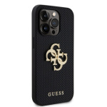 Guess PU Perforated 4G Glitter Metal Logo Zadní Kryt pro iPhone 15 Pro Max Black, GUHCP15XPSP4LGK