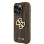 Guess PU Perforated 4G Glitter Metal Logo Zadní Kryt pro iPhone 15 Pro Taupe, GUHCP15LPSP4LGE