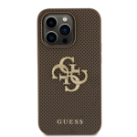 Guess PU Perforated 4G Glitter Metal Logo Zadní Kryt pro iPhone 15 Pro Taupe, GUHCP15LPSP4LGE