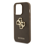 Guess PU Perforated 4G Glitter Metal Logo Zadní Kryt pro iPhone 15 Pro Taupe, GUHCP15LPSP4LGE