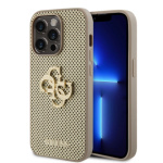 Guess PU Perforated 4G Glitter Metal Logo Zadní Kryt pro iPhone 14 Pro Max Gold, GUHCP14XPSP4LGD