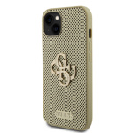 Guess PU Perforated 4G Glitter Metal Logo Zadní Kryt pro iPhone 15 Gold, GUHCP15SPSP4LGD