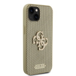 Guess PU Perforated 4G Glitter Metal Logo Zadní Kryt pro iPhone 15 Gold, GUHCP15SPSP4LGD