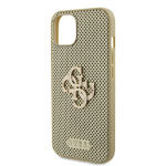 Guess PU Perforated 4G Glitter Metal Logo Zadní Kryt pro iPhone 15 Gold, GUHCP15SPSP4LGD