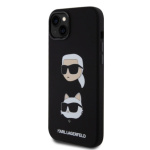 Karl Lagerfeld Liquid Silicone Karl and Choupette Heads Zadní Kryt pro iPhone 15 Plus Black, KLHCP15MSDHKCNK