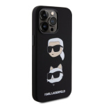 Karl Lagerfeld Liquid Silicone Karl and Choupette Heads Zadní Kryt pro iPhone 15 Pro Max Black, KLHCP15XSDHKCNK