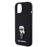 Karl Lagerfeld Liquid Silicone Metal Ikonik Zadní Kryt pro iPhone 15 Black, KLHCP15SSMHKNPK