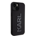 Karl Lagerfeld 3D Rubber Glitter Logo Karl Zadní Kryt pro iPhone 15 Black, KLHCP15S3DMBKCK