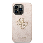 Guess PU 4G Metal Logo Zadní Kryt pro iPhone 15 Pro Pink, GUHCP15L4GMGPI