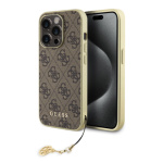 Guess 4G Charm Zadní Kryt pro iPhone 15 Pro Brown, GUHCP15LGF4GBR