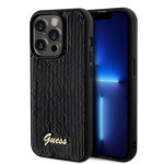 Guess Sequin Script Logo Zadní Kryt pro iPhone 14 Pro Black, GUHCP14LPSFDGSK