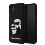 Karl Lagerfeld 3D Rubber Karl and Choupette Zadní Kryt pro iPhone 11 Black, KLHCN613DRKCNK