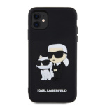 Karl Lagerfeld 3D Rubber Karl and Choupette Zadní Kryt pro iPhone 11 Black, KLHCN613DRKCNK