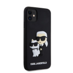 Karl Lagerfeld 3D Rubber Karl and Choupette Zadní Kryt pro iPhone 11 Black, KLHCN613DRKCNK