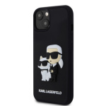 Karl Lagerfeld 3D Rubber Karl and Choupette Zadní Kryt pro iPhone 14 Black, KLHCP14S3DRKCNK