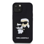 Karl Lagerfeld 3D Rubber Karl and Choupette Zadní Kryt pro iPhone 14 Black, KLHCP14S3DRKCNK