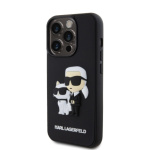 Karl Lagerfeld 3D Rubber Karl and Choupette Zadní Kryt pro iPhone 14 Pro Black, KLHCP14L3DRKCNK