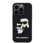 Karl Lagerfeld 3D Rubber Karl and Choupette Zadní Kryt pro iPhone 14 Pro Black, KLHCP14L3DRKCNK