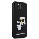 Karl Lagerfeld 3D Rubber Karl and Choupette Zadní Kryt pro iPhone 15 Black, KLHCP15S3DRKCNK