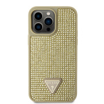 Guess Rhinestones Triangle Metal Logo Kryt pro iPhone 15 Pro Max Gold, GUHCP15XHDGTPD