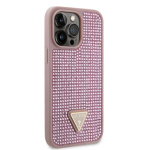 Guess Rhinestones Triangle Metal Logo Kryt pro iPhone 15 Pro Max Pink, GUHCP15XHDGTPP