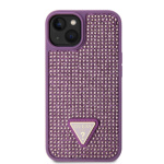 Guess Rhinestones Triangle Metal Logo Kryt pro iPhone 15 Purple, GUHCP15SHDGTPU